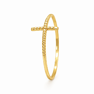 Anel em Ouro 18K Cruz Bolinha