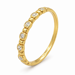 Anel em Ouro 18K Meia Aliança