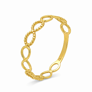 Anel em Ouro 18K Infinito Bolinha
