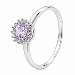 Anel em Prata 925 Chuveiro com Zircônia Rosa