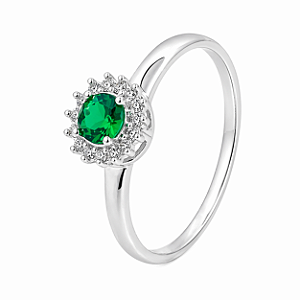 Anel em Prata 925 Chuveiro com Zircônia Verde