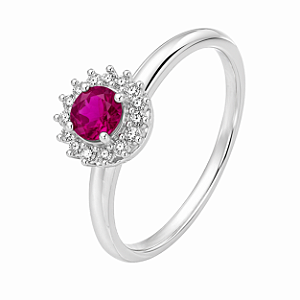 Anel em Prata 925 Chuveiro com Zircônia Pink