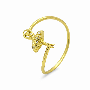 Anel em Ouro 18k Bailarina com Zirconias