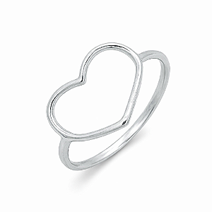 Anel em Ouro Branco 18k Coração Vazado