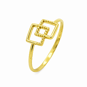 Anel em Ouro 18k Quadrado Duplo