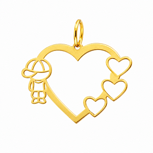Pingente em Ouro 18K Coração com Menino