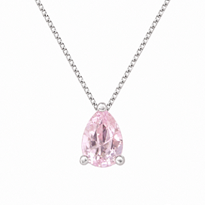 Gargantilha em Prata 925 Ponto de Luz Gota Rosa