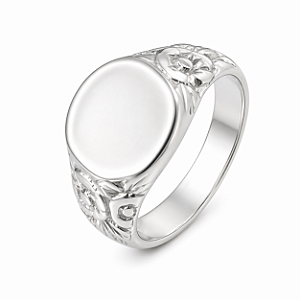 Anel em Prata 925 Oval com Flores
