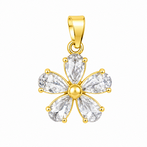 Pingente em Ouro 18k Flor de Zirconia