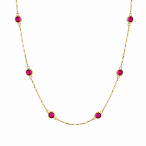 Gargantilha em Ouro 18k com Zirconias Vermelhas