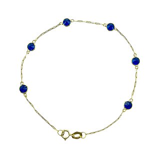 Pulseira em Ouro 18K de Zirconia Azul Royal