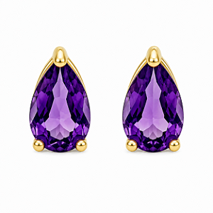 Brinco em Ouro 18K com Ametista Gota