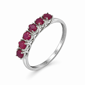 Anel em Ouro Branco 18K Com 6 Rubis Gota