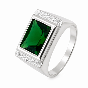 Anel em Prata 925 Retangular Verde