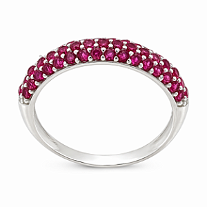 Anel em Prata 925 com Cravação Pavê e Zircônias Pink