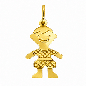 Pingente em Ouro 18k Menino com Relevo