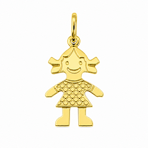 Pingente em Ouro 18k Menina com Relevo