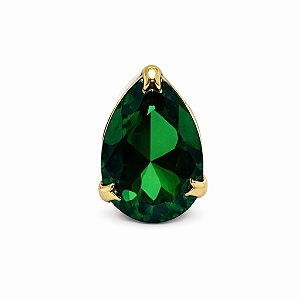 Pingente em Ouro 18k Gota Ponto de Luz Verde