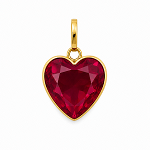 Pingente em Ouro 18k Coração vermelho Ponto de Luz