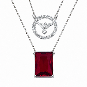 Gargantilha em Prata 925 Zirconia com Divino Espírito Santo