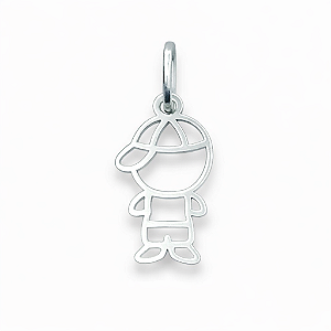Pingente em Prata 925 Menino de Bone