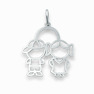 Pingente em Prata 925 Menino e Menina