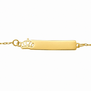 Pulseira em Ouro 18K de Chapinha Infantil Coroa