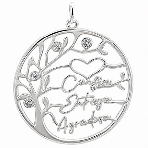 Pingente em Prata 925 Arvore com Nomes personalizado