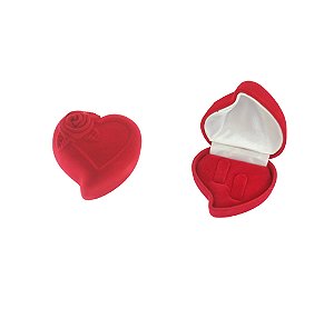 Caixinha de Veludo Coração com Rosa