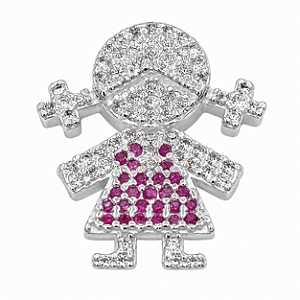 Pingente em Prata 925 Menina com Zirconias