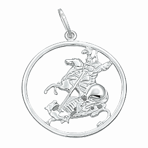 Pingente em Prata 925 São Jorge com Borda