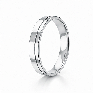 Aliança em prata 925 Lisa com Friso