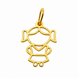 Pingente em Ouro 18k Menina Vazada