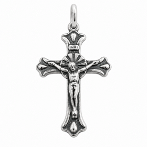 Pingente em Prata 925 Cruz com Cristo Envelhecida