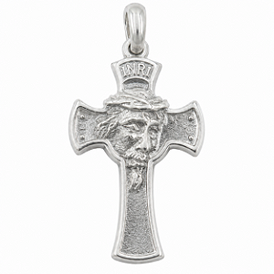 Pingente em Prata 925 Cruz Face de Cristo