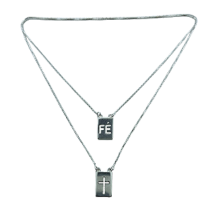 Escapulario em Prata 925 Fé com Cruz