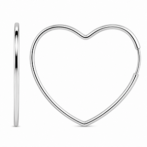 Argola em Prata 925 Coração Fio Quadrado 1,30 mm