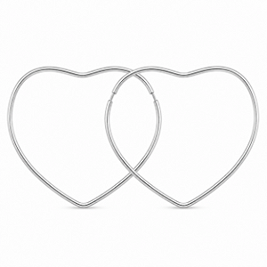 Argola em Prata 925 Coração Fio Quadrado 1,30 mm