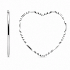 Argola em Prata 925 Coração Fio Quadrado 1,30 mm