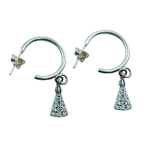 Brinco em Prata 925 Argola com Nossa Senhora