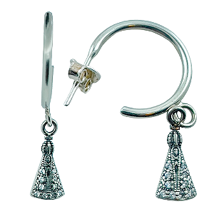 Brinco em Prata 925 Argola com Nossa Senhora