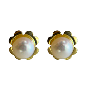 Brinco em Ouro 18k Pérola com Flor