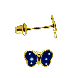 Brinco em Ouro 18k Borboleta Azul Infantil