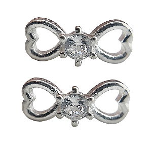 Brinco em Prata 925 Laço com Zirconia
