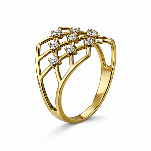 Anel em Ouro 18K Tela com Zirconias