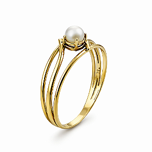 Anel em ouro 18K Aro Triplo com Pérola