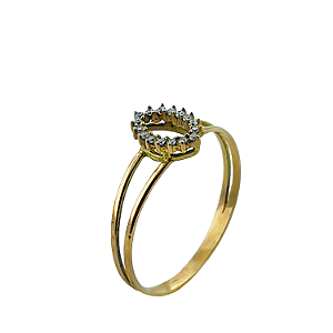 Anel em ouro 18K Aro Duplo Navete 6x8 com Zircônia