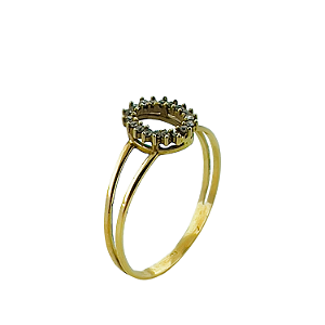 Anel em ouro 18K Aro Duplo Oval com Zircônia