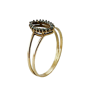 Anel em ouro 18K Aro Duplo Navete 4x8 com Zircônia