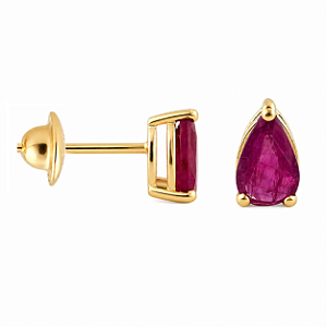 Brinco em Ouro 18K Com Rubi Gota